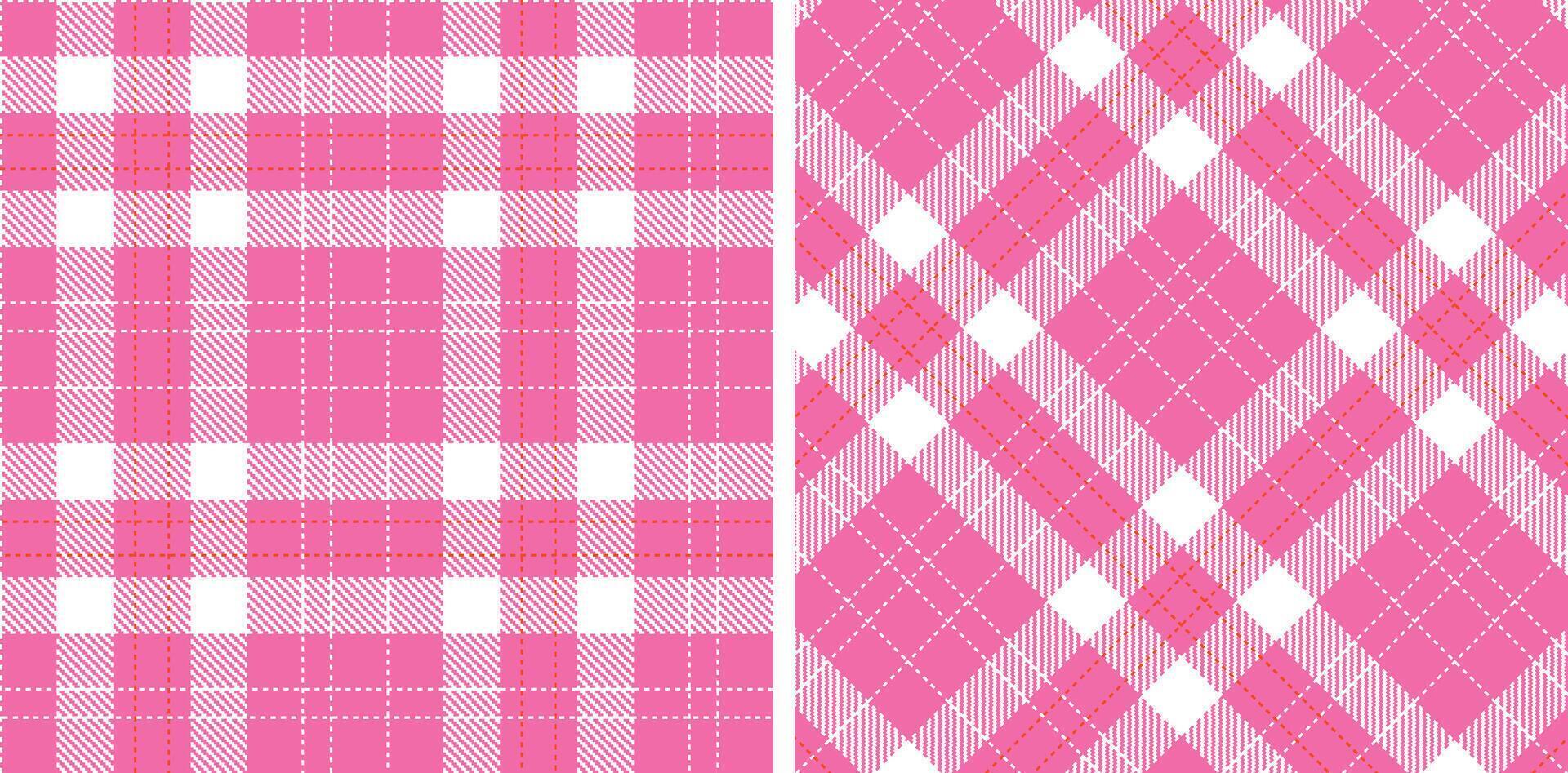 Vivid Bubblegum Seamless Tartan with Dark White accents Fabric Design vector