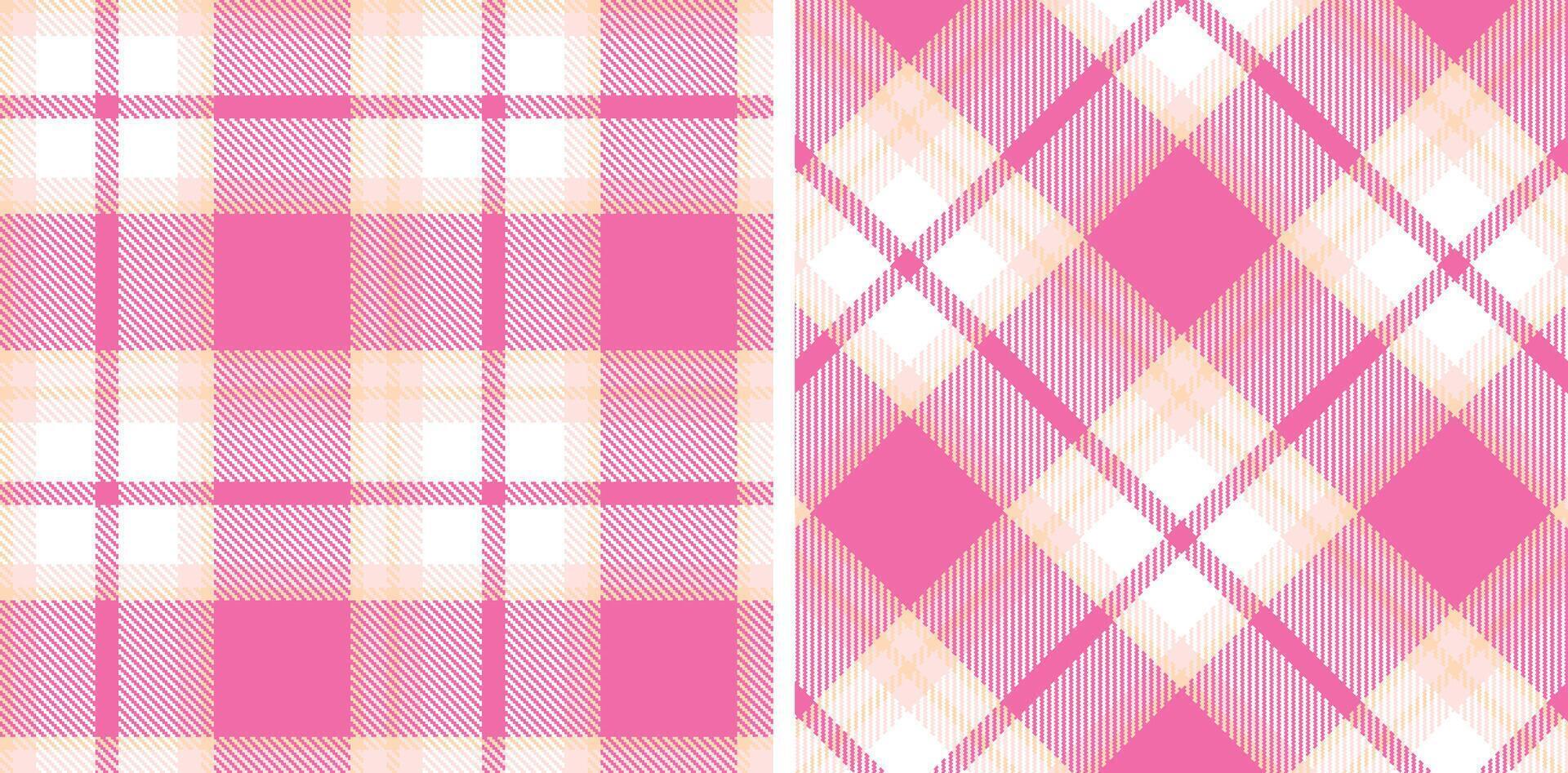 Spring Seamless Tartan featuring Dusty Light Peach and Neon Very Light Pink Fabric Design vector