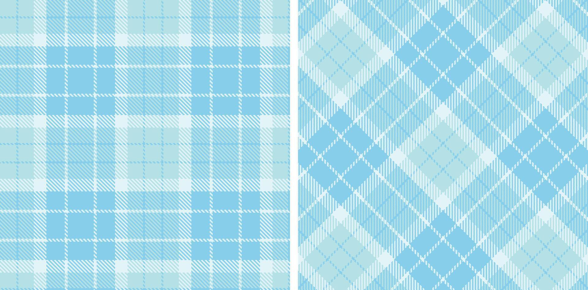 Spring Seamless Tartan featuring Warm Light Blue and Cool Ice Blue Fabric Design vector