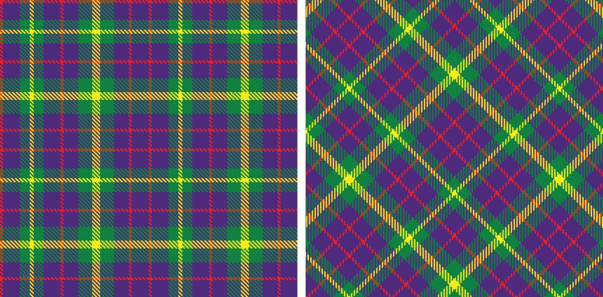 Spring Neon Indigo and Smoky Emerald Green Seamless Tartan Fabric Design vector