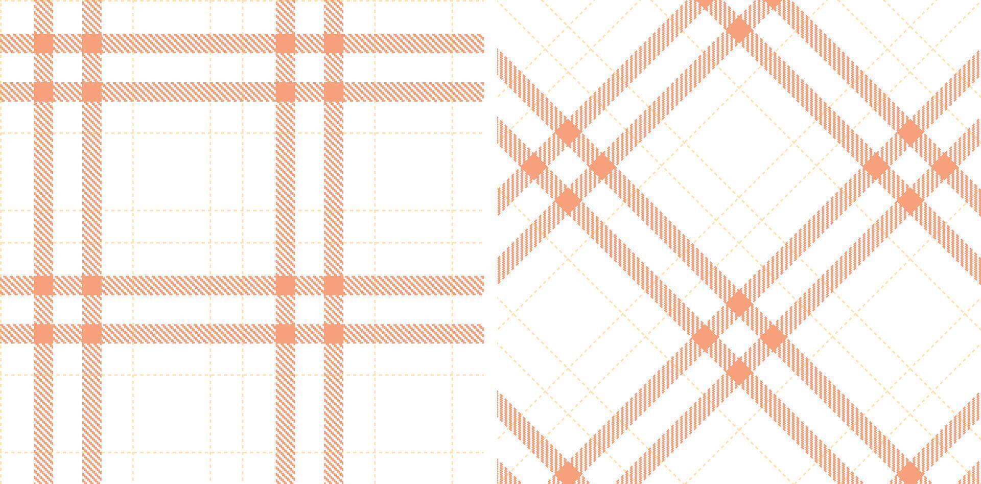 Deep White and Rich Pale Peach Seamless Tartan Fabric Design vector