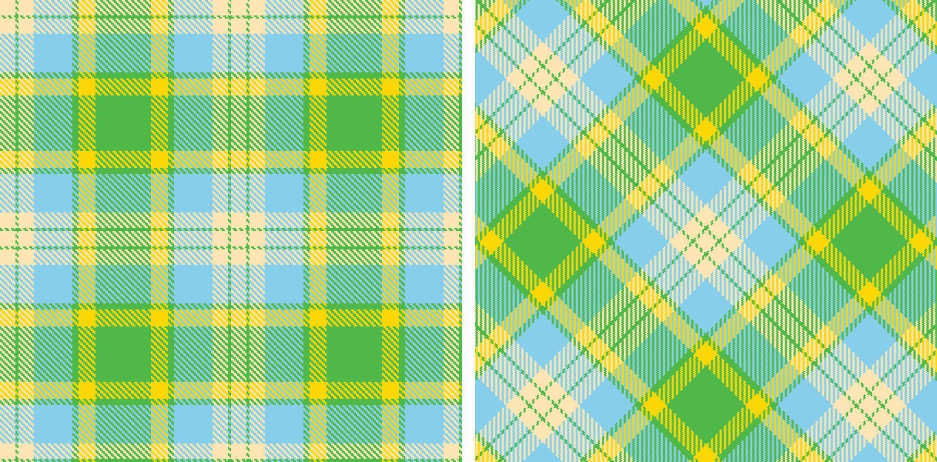 Spring Seamless Tartan featuring Bright Green and Metallic Pale Peach Fabric Design vector
