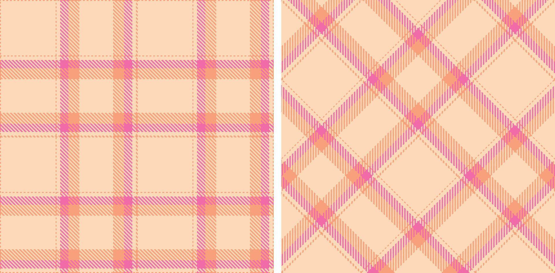 Spring Seamless Tartan featuring Warm Peach and Soft Light Peach Fabric Design vector