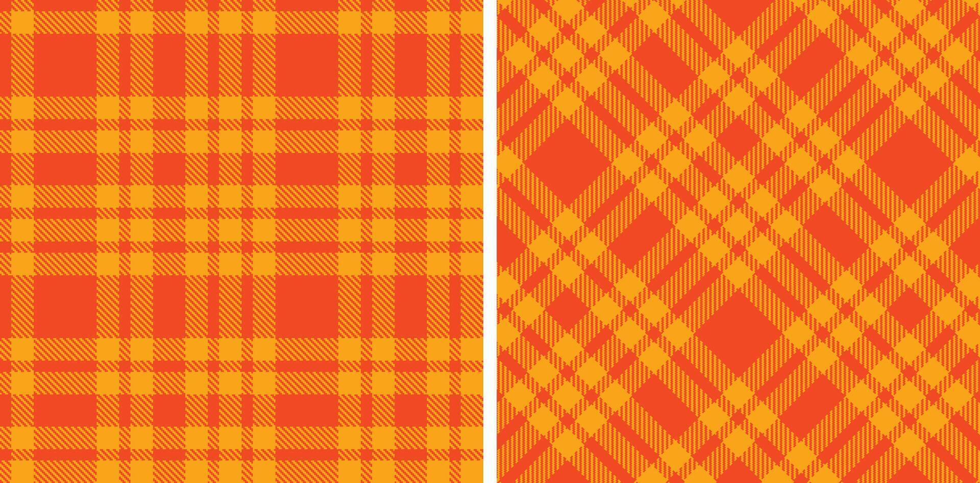 Iridescent Orangered Seamless Tartan with Deep Yellowish Orange accents Fabric Design vector