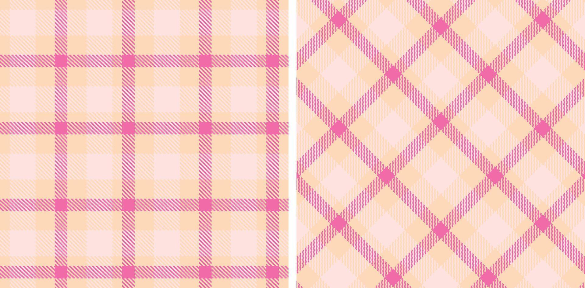 Deep Light Peach and Cool Very Light Pink Seamless Tartan Fabric Design vector