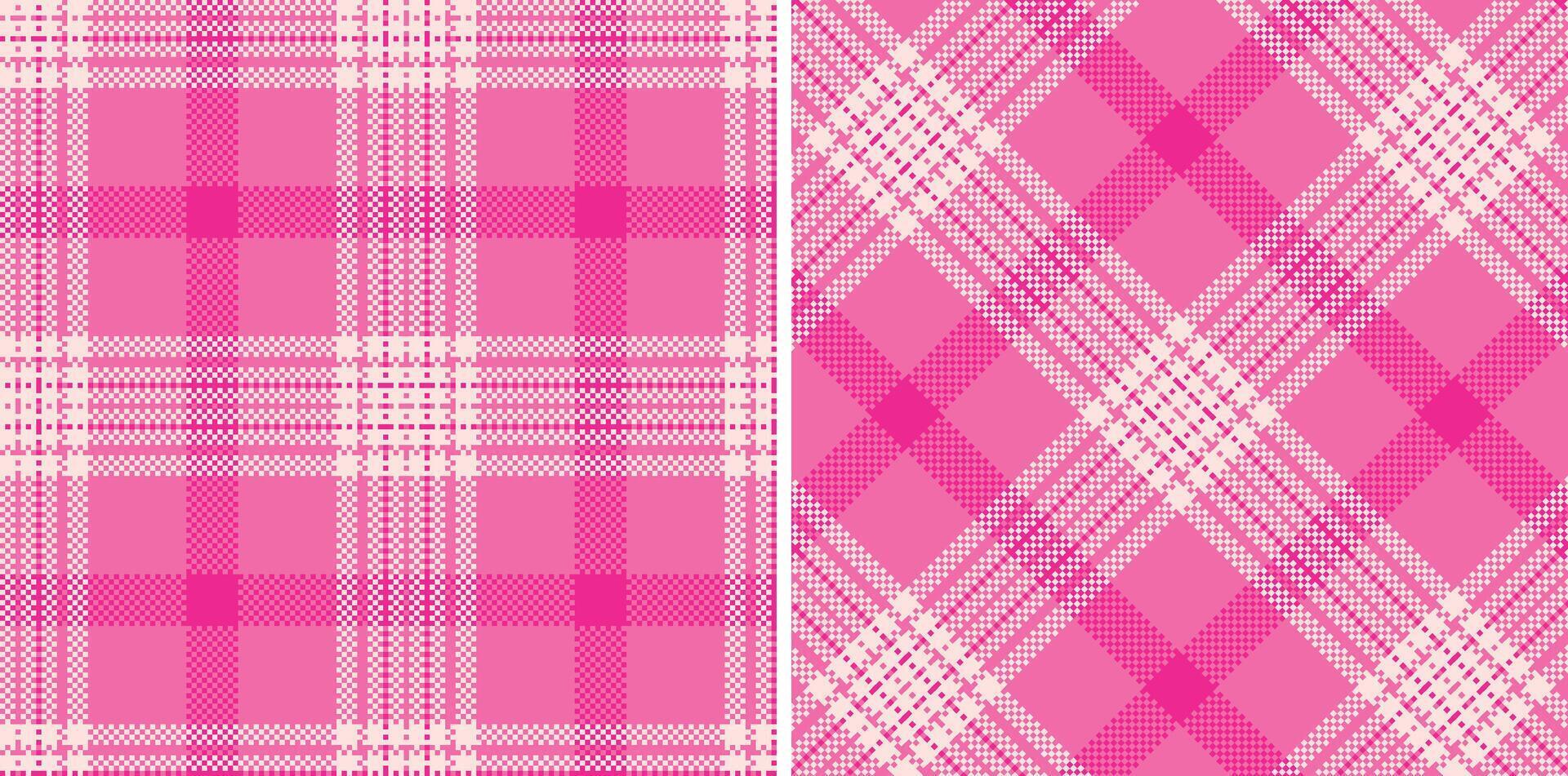 Spring Light Very Light Pink and Deep Bubblegum Seamless Madras Plaid Textile Design vector