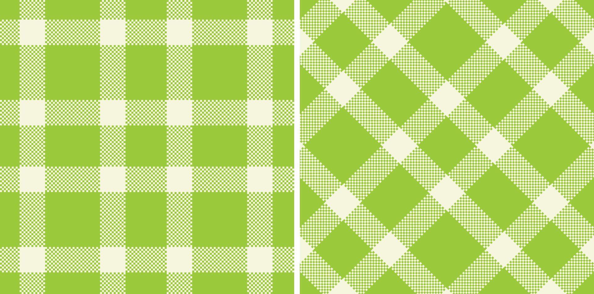 Spring Rich Slime Green and Warm Off White Seamless Madras Plaid Textile Design vector