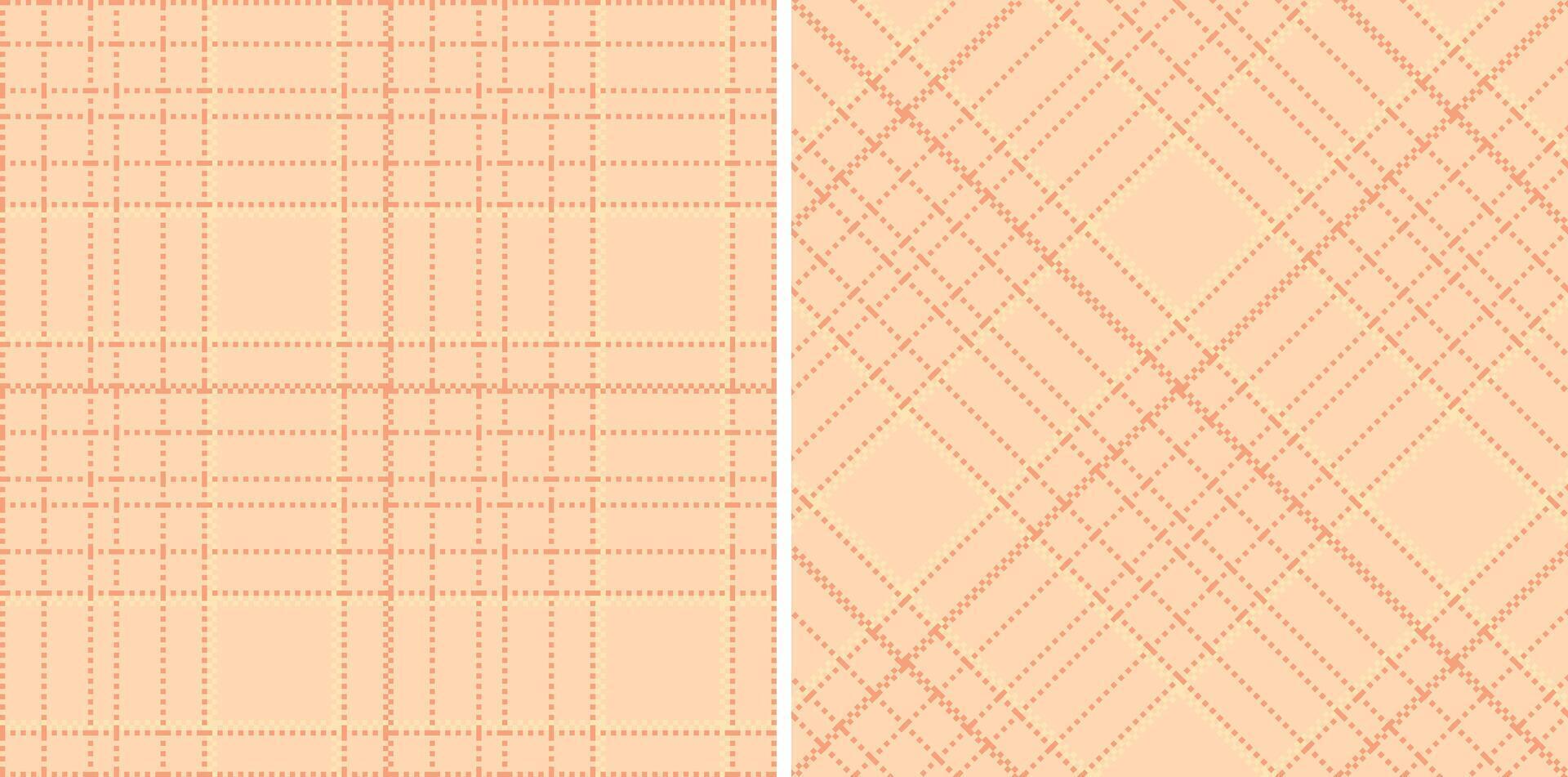 Neon Peach and Vivid Light Peach Seamless Madras Plaid Textile Design vector