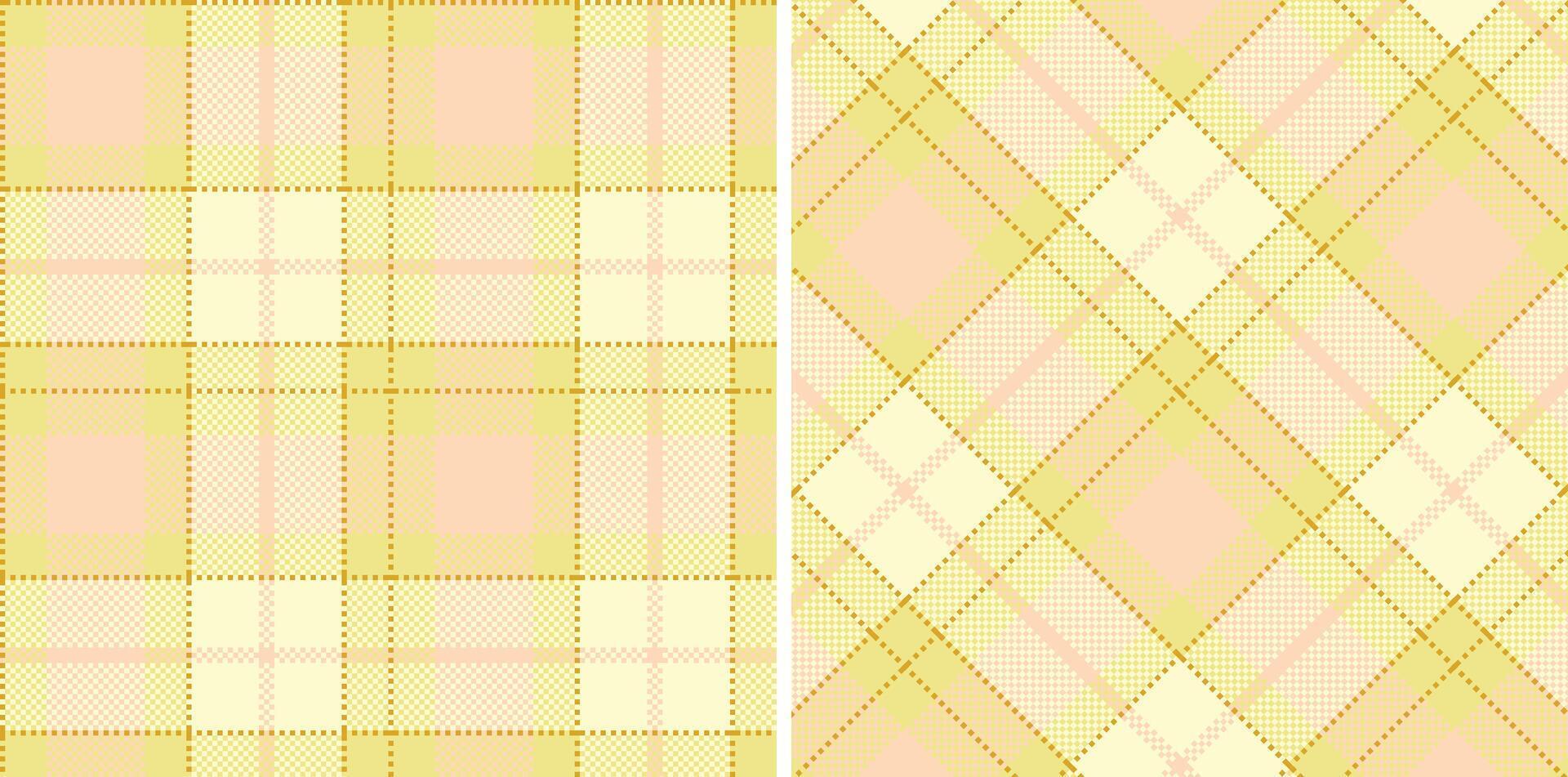 Muted Yellow Ochre Seamless Madras Plaid with Smoky Dark Cream accents Textile Design vector