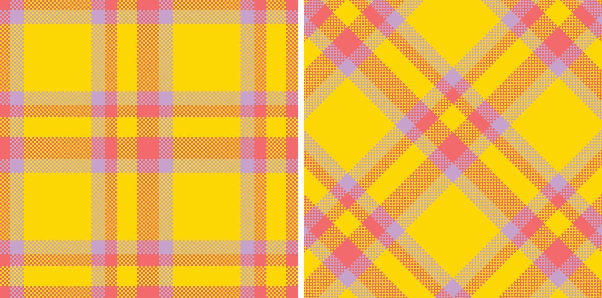 Spring Seamless Madras Plaid featuring Soft Coral Pink and Bright Dusty Lavender Textile Design vector
