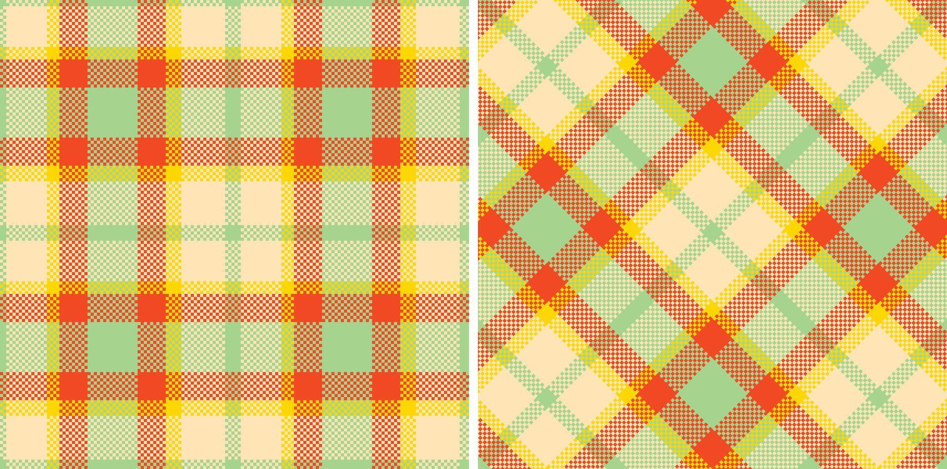 Spring Seamless Madras Plaid featuring Soft Mint Green and Pastel Pale Peach Textile Design vector