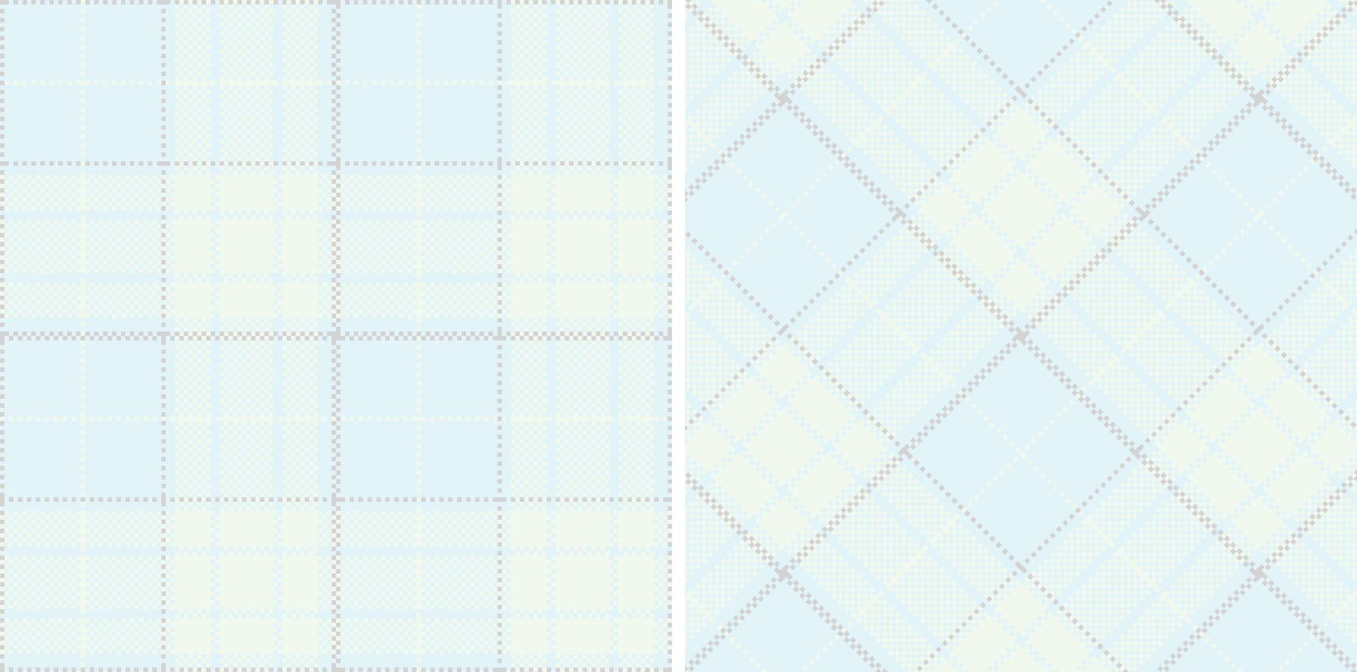 Muted Ice Blue and Dark Off White Seamless Madras Plaid Textile Design vector