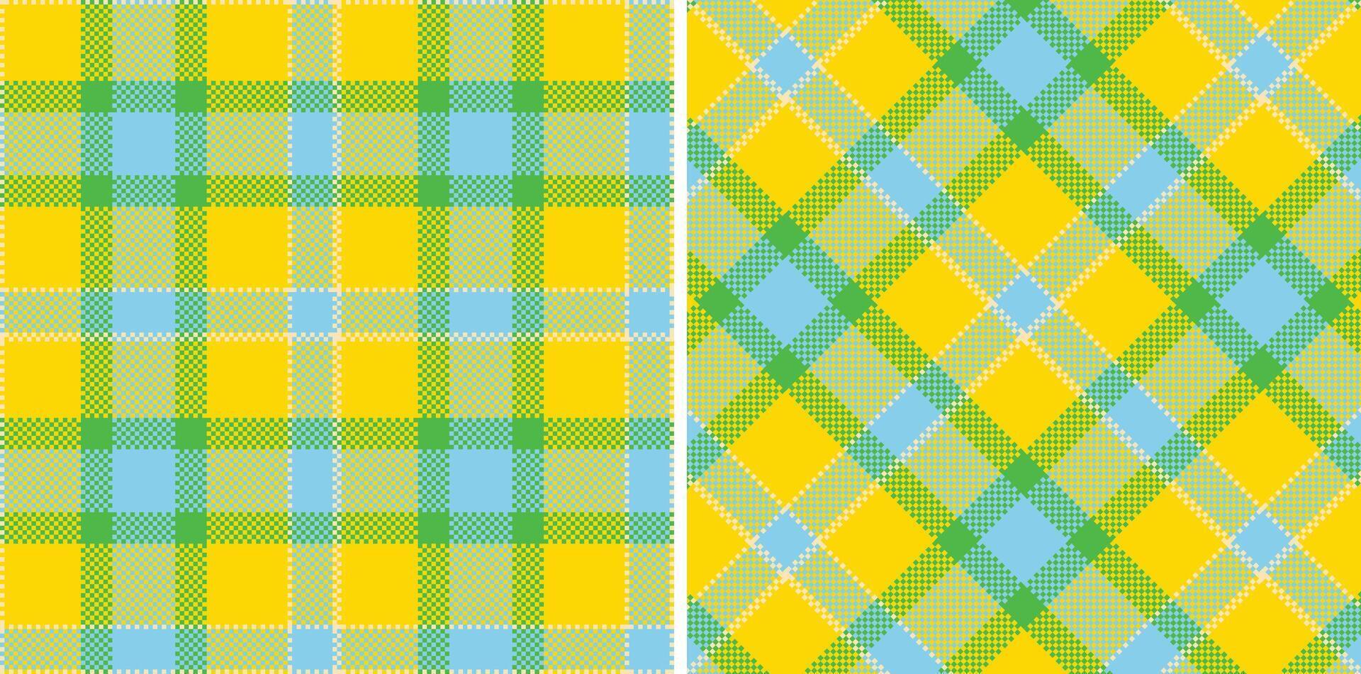 Iridescent Pale Peach Seamless Madras Plaid with Iridescent Sunflower Yellow accents Textile Design vector