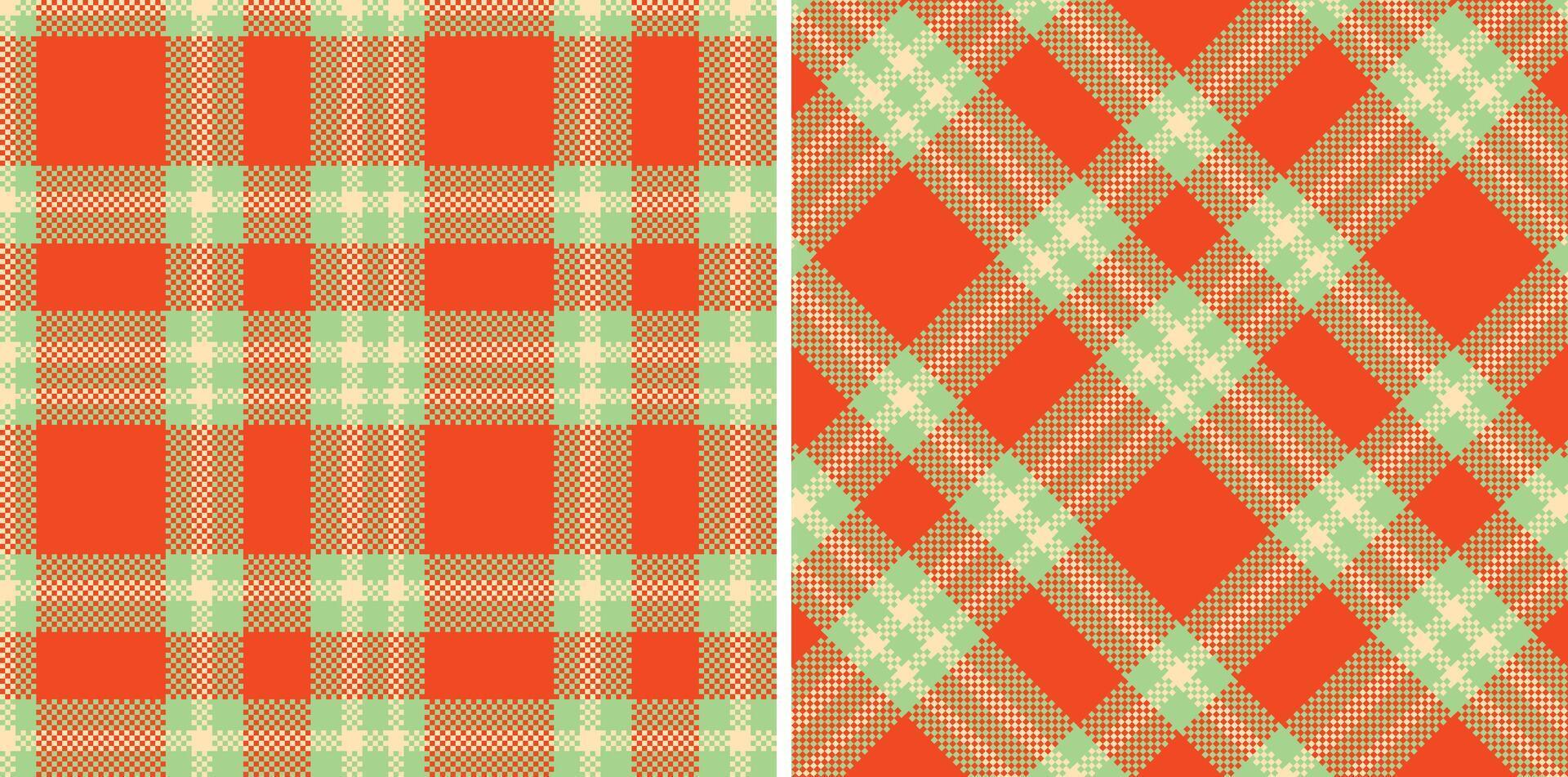 Spring Seamless Madras Plaid featuring Pastel Mint Green and Soft Pale Peach Textile Design vector