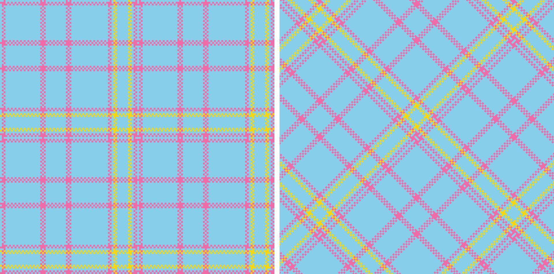 Spring Seamless Madras Plaid featuring Dark Light Blue and Deep Bubblegum Textile Design vector