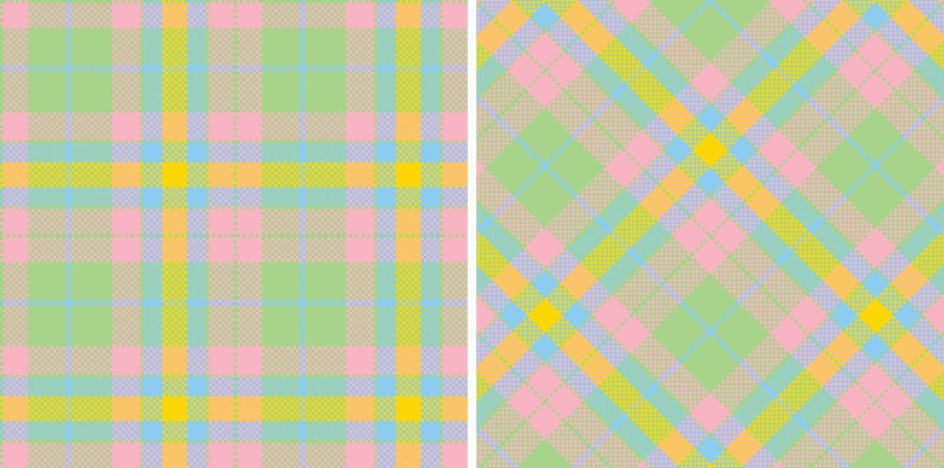 Spring Dusty Mint Green and Muted Soft Pink Seamless Madras Plaid Textile Design vector
