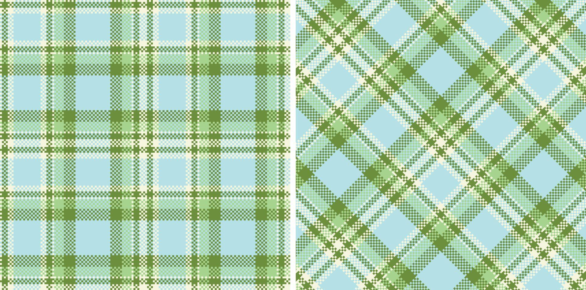 Spring Seamless Madras Plaid featuring Pale Off White and Bright Mossy Green Textile Design vector