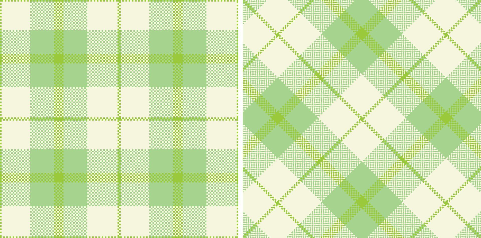Deep Slime Green Seamless Madras Plaid with Pastel Off White accents Textile Design vector