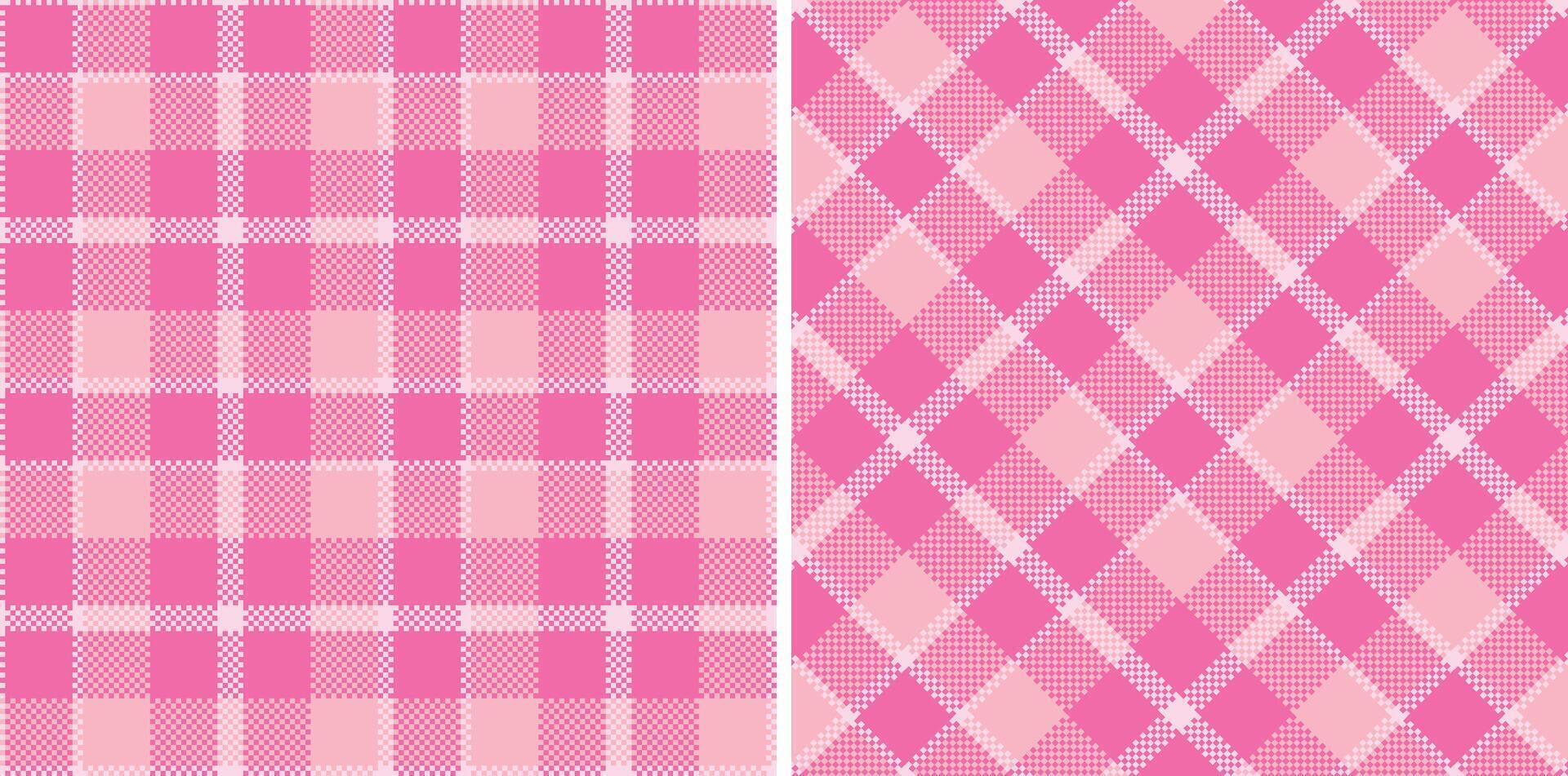 Spring Light Light Pink and Bright Bubblegum Seamless Madras Plaid Textile Design vector