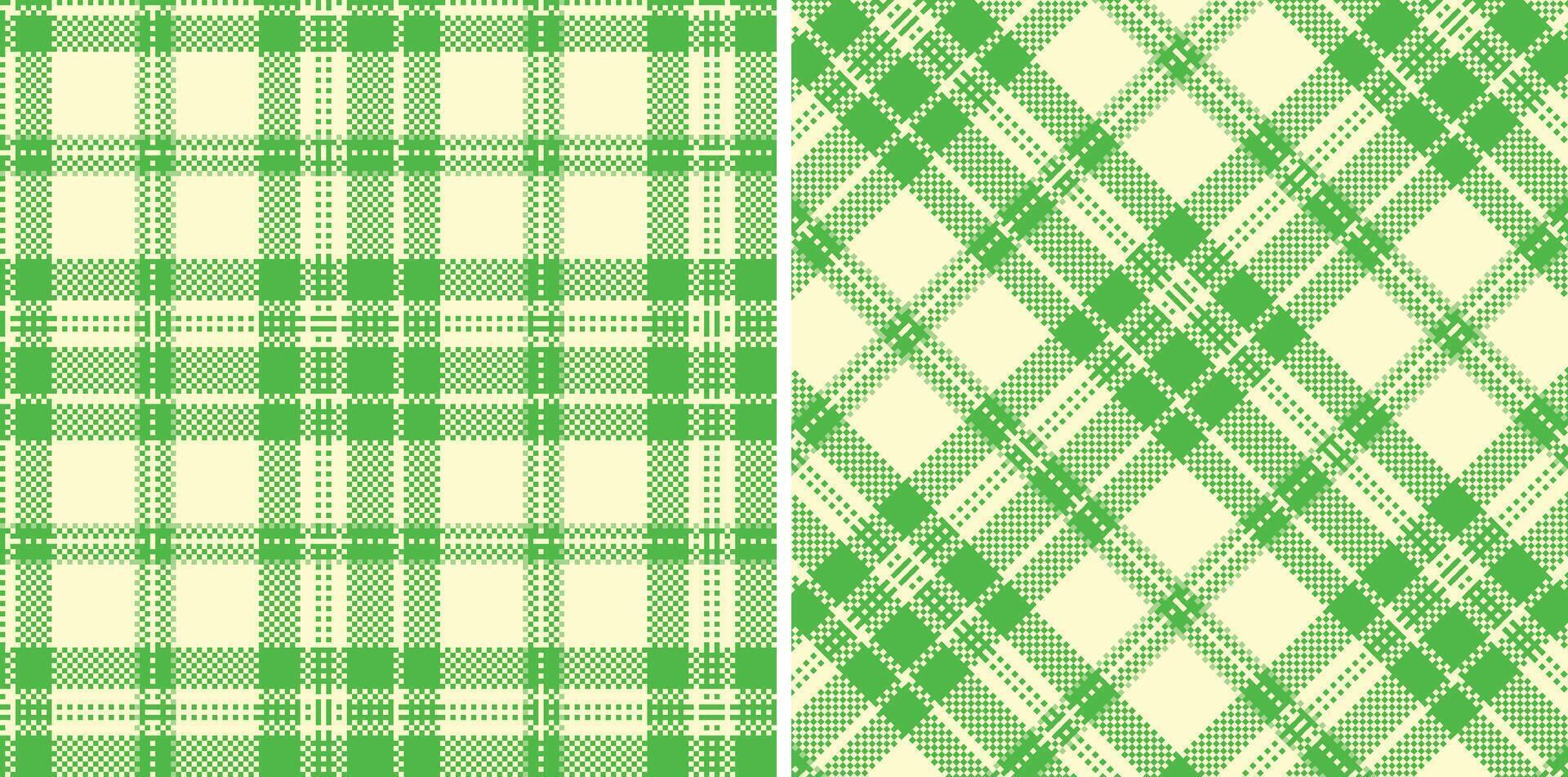 Bright Green Seamless Madras Plaid with Warm Pale accents Textile Design vector