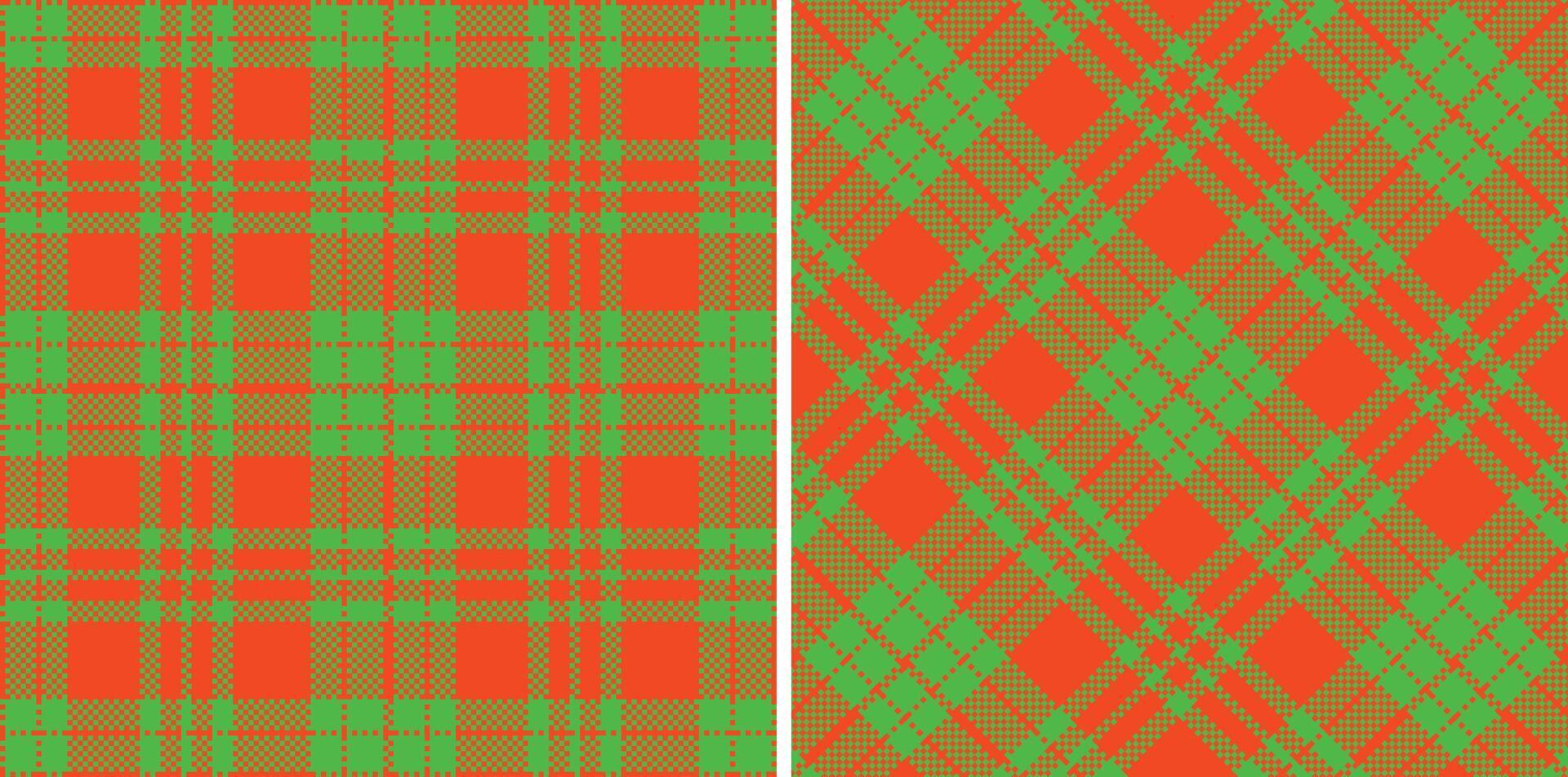 Spring Seamless Madras Plaid featuring Pale Orangered and Deep Green Textile Design vector