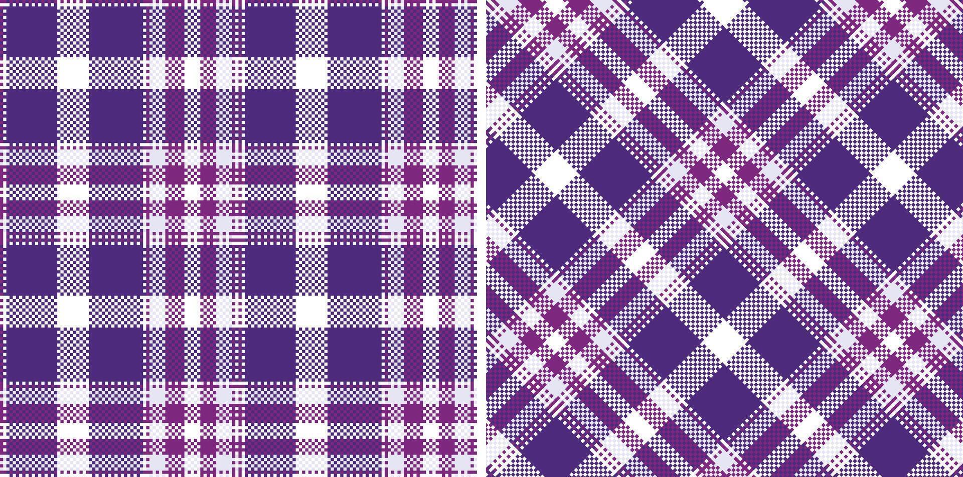 Spring Bright Warm Purple and Soft White Seamless Madras Plaid Textile Design vector