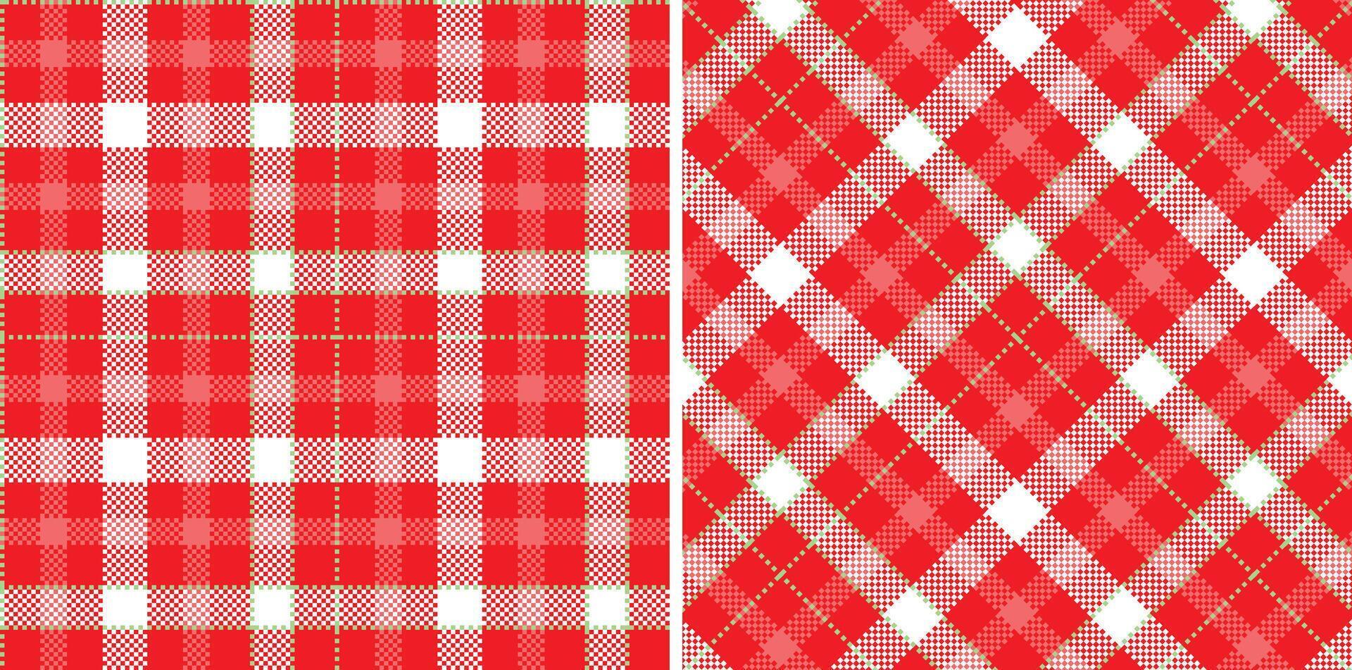 Vivid Fire Engine Red Seamless Madras Plaid with Rich Mint Green accents Textile Design vector