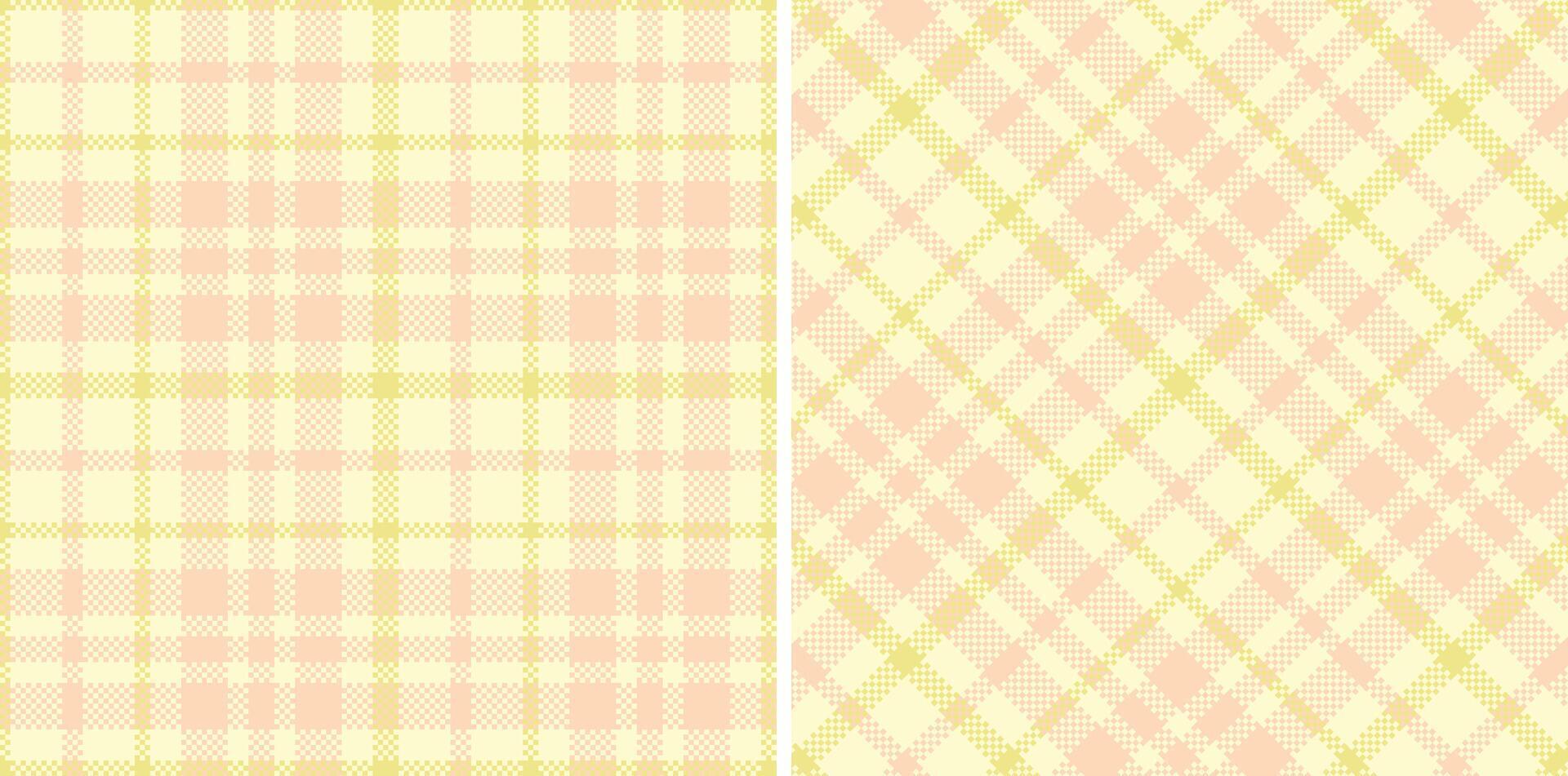 Spring Soft Pale and Pastel Light Peach Seamless Madras Plaid Textile Design vector