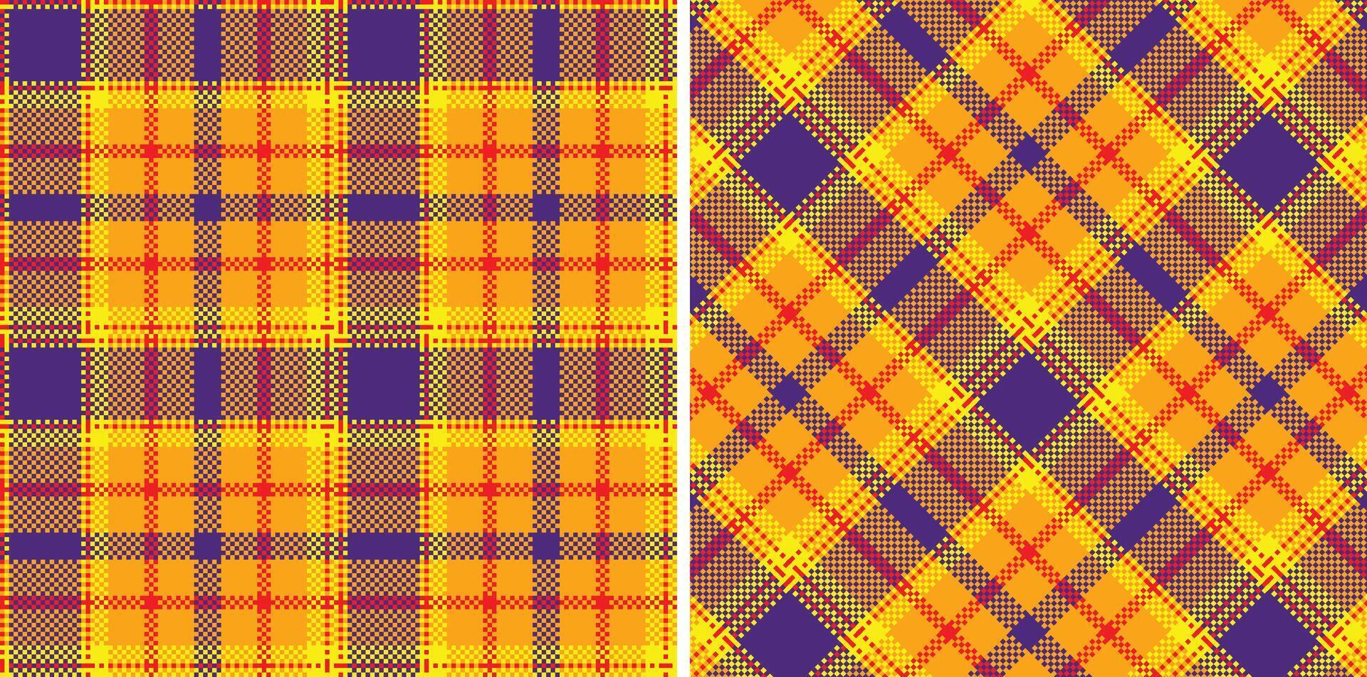 Soft Fire Engine Red Seamless Madras Plaid with Bright Yellow accents Textile Design vector
