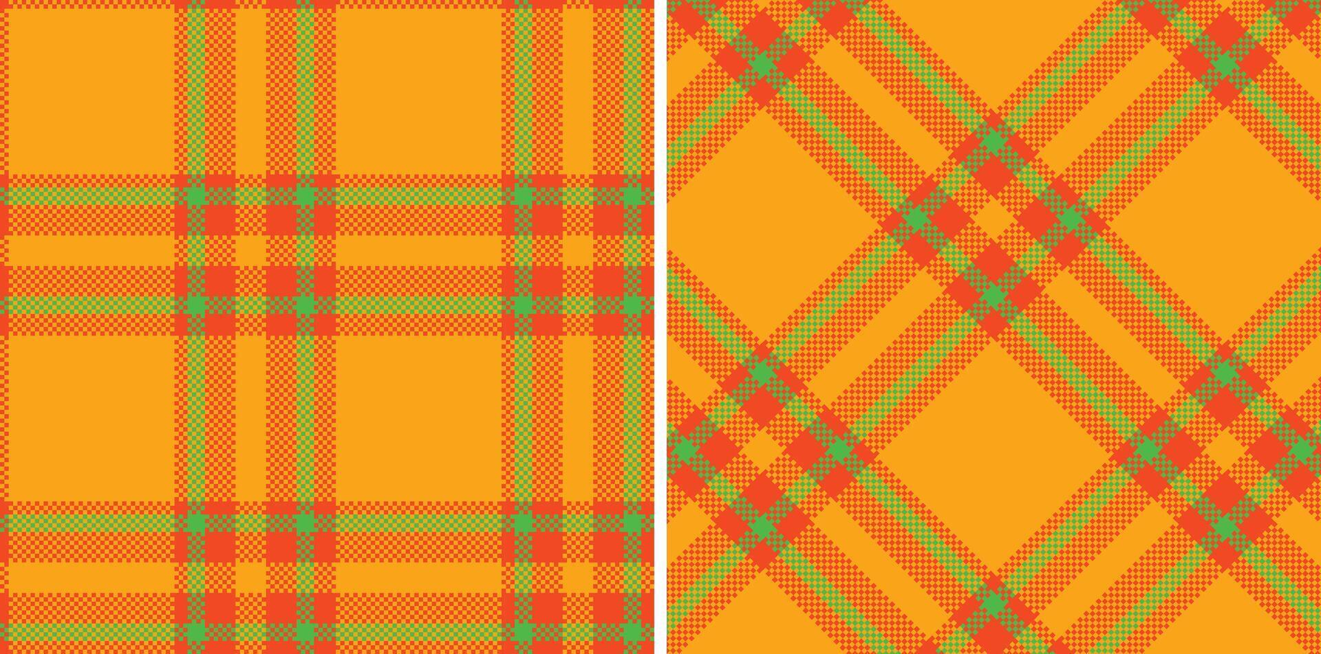 Spring Seamless Madras Plaid featuring Pastel Orangered and Muted Yellowish Orange Textile Design vector