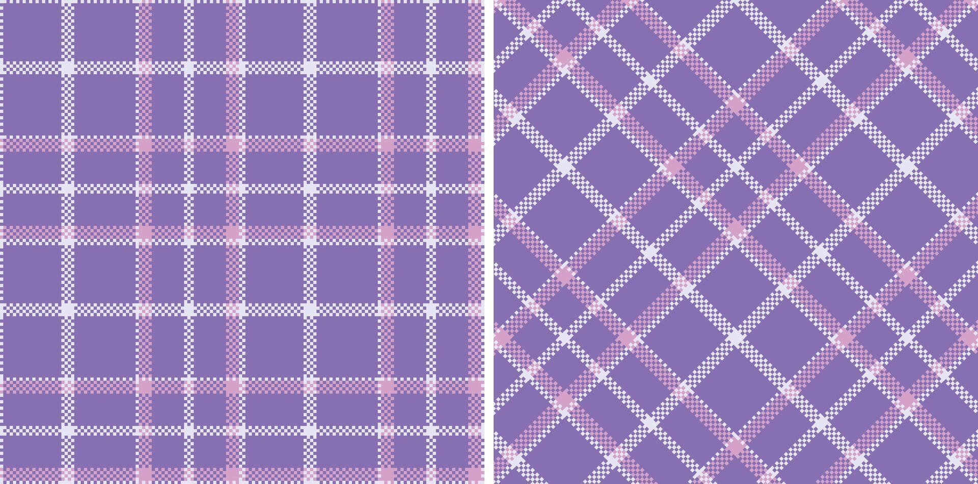Vivid Pale Grey Seamless Madras Plaid with Dusty Amethyst accents Textile Design vector