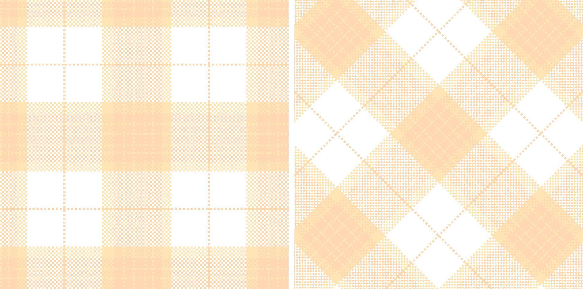 Spring Soft Pale Peach and Neon Light Peach Seamless Madras Plaid Textile Design vector