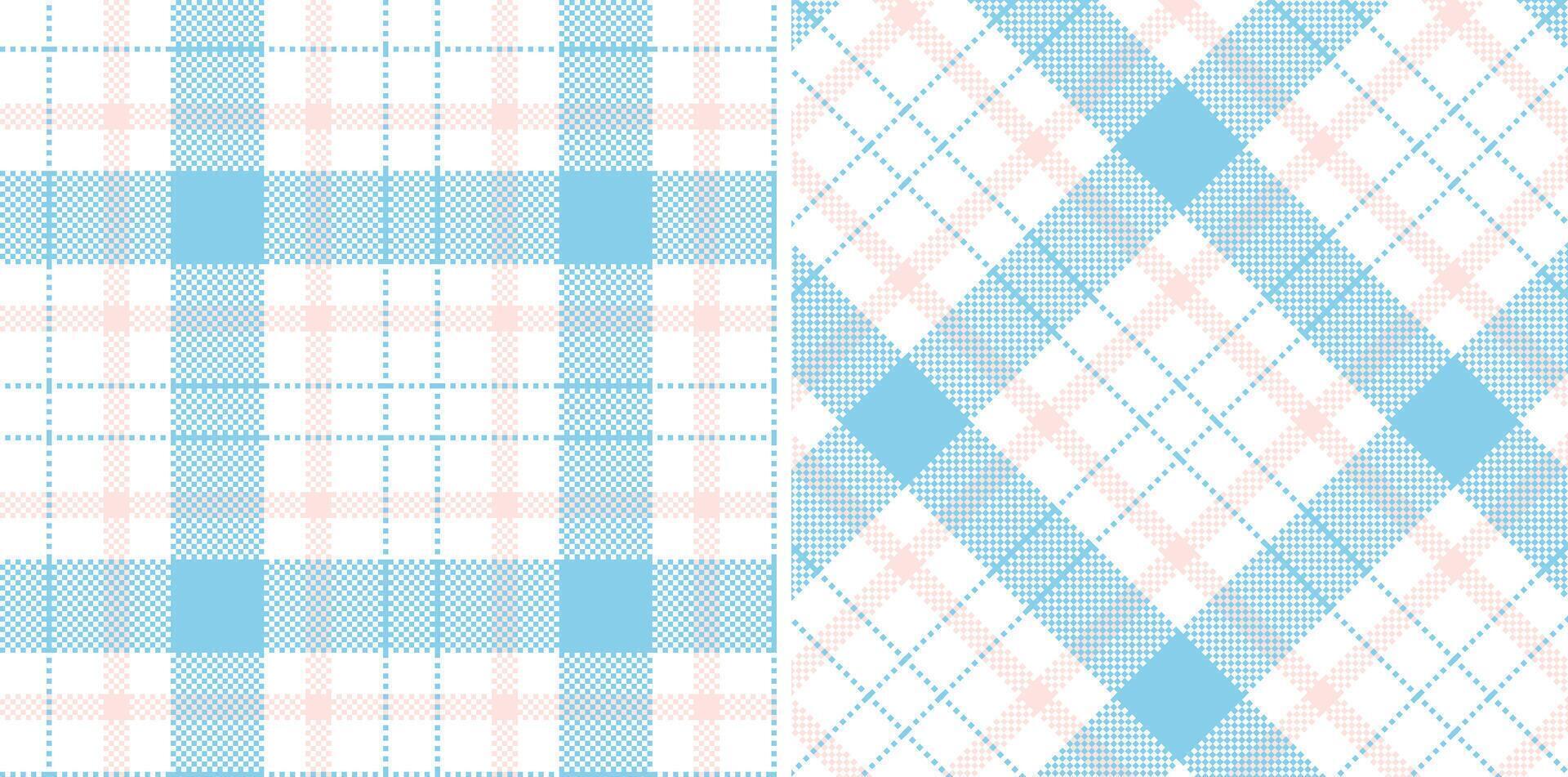 Spring Rich White and Dusty Light Blue Seamless Madras Plaid Textile Design vector