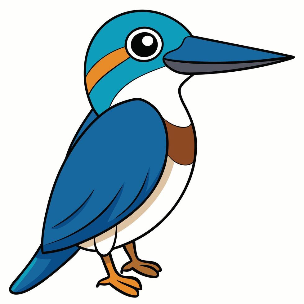 A cartoon kingfisher bird with a blue and white beak vector