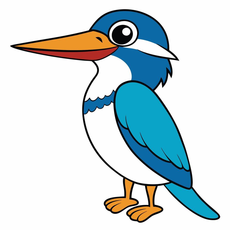 A cartoon blue and white bird with a long beak vector