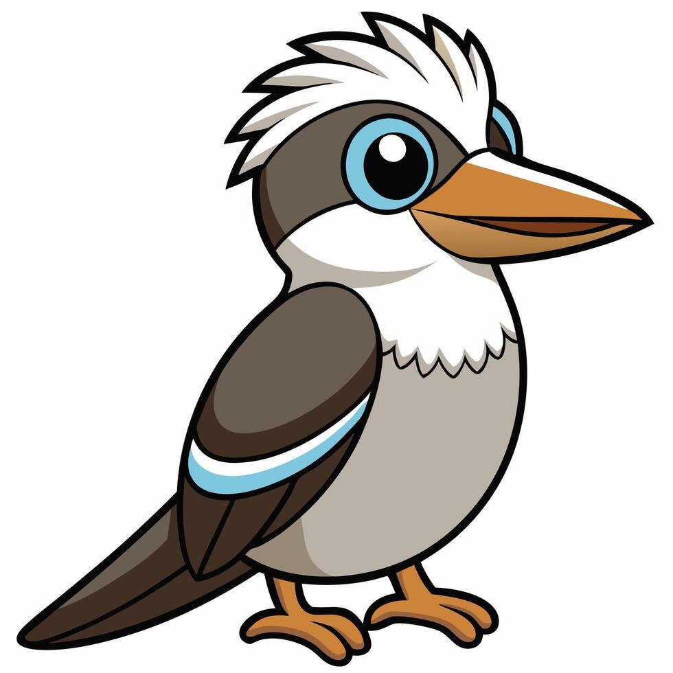 A cartoon bird with blue eyes and white feathers vector
