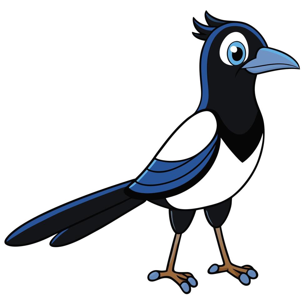 Magpie cartoon clip art vector