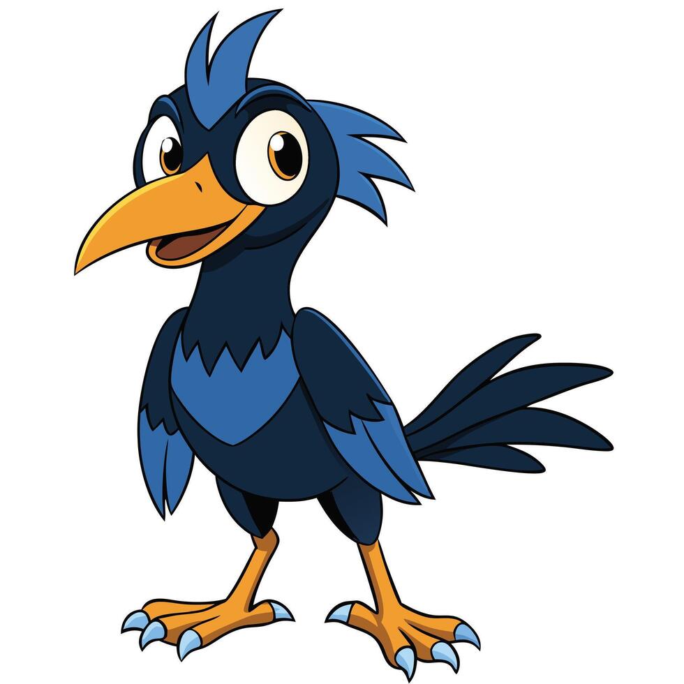 A cartoon bird with blue feathers and black beak vector