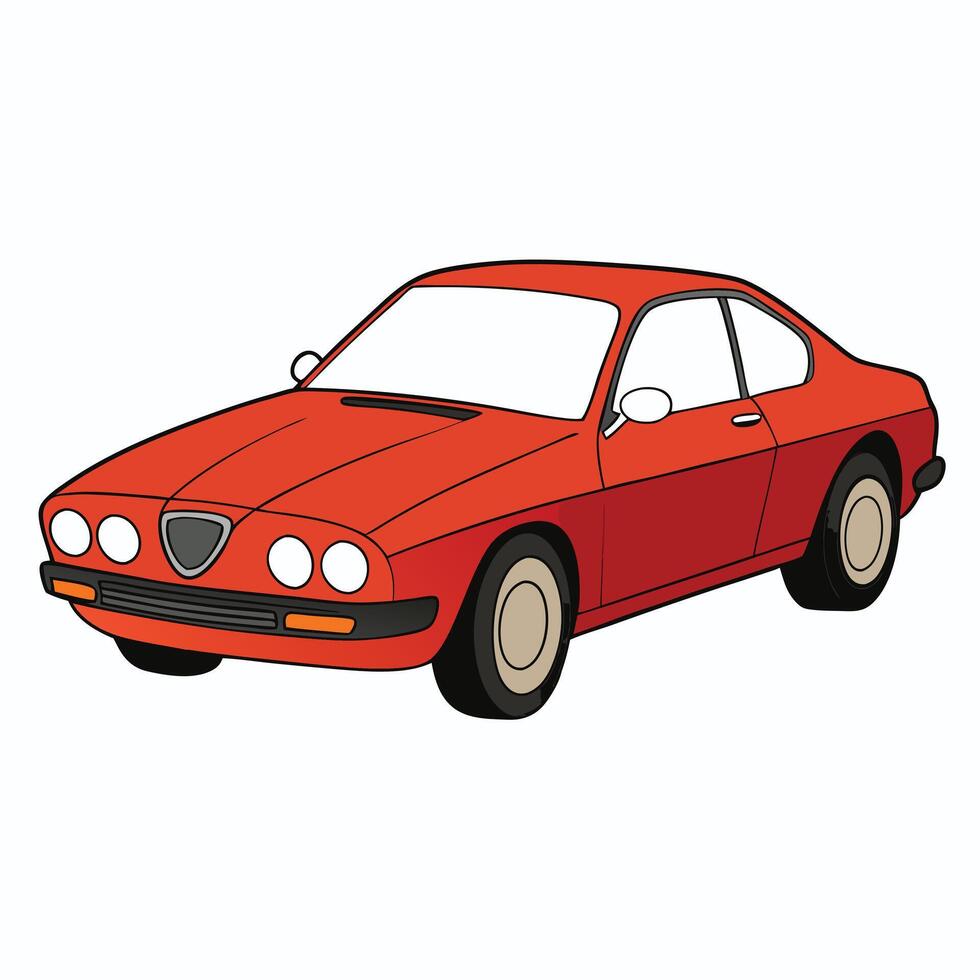 Bold Car Illustration with Flat Colors and White Background vector