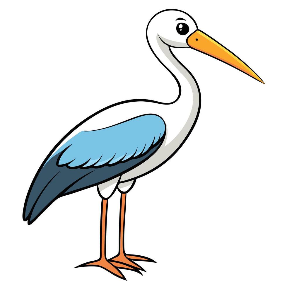 A cartoon stork with blue and white feathers vector