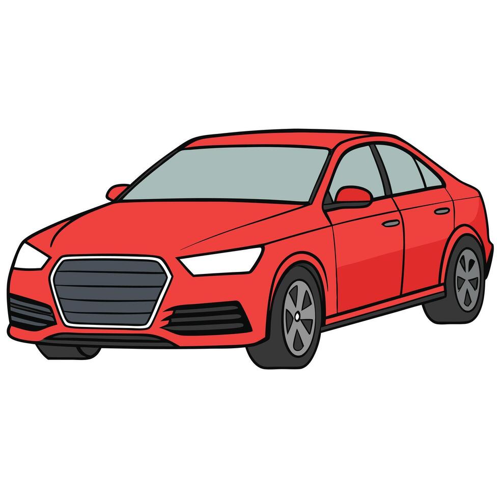 Red car on white background illustration vector