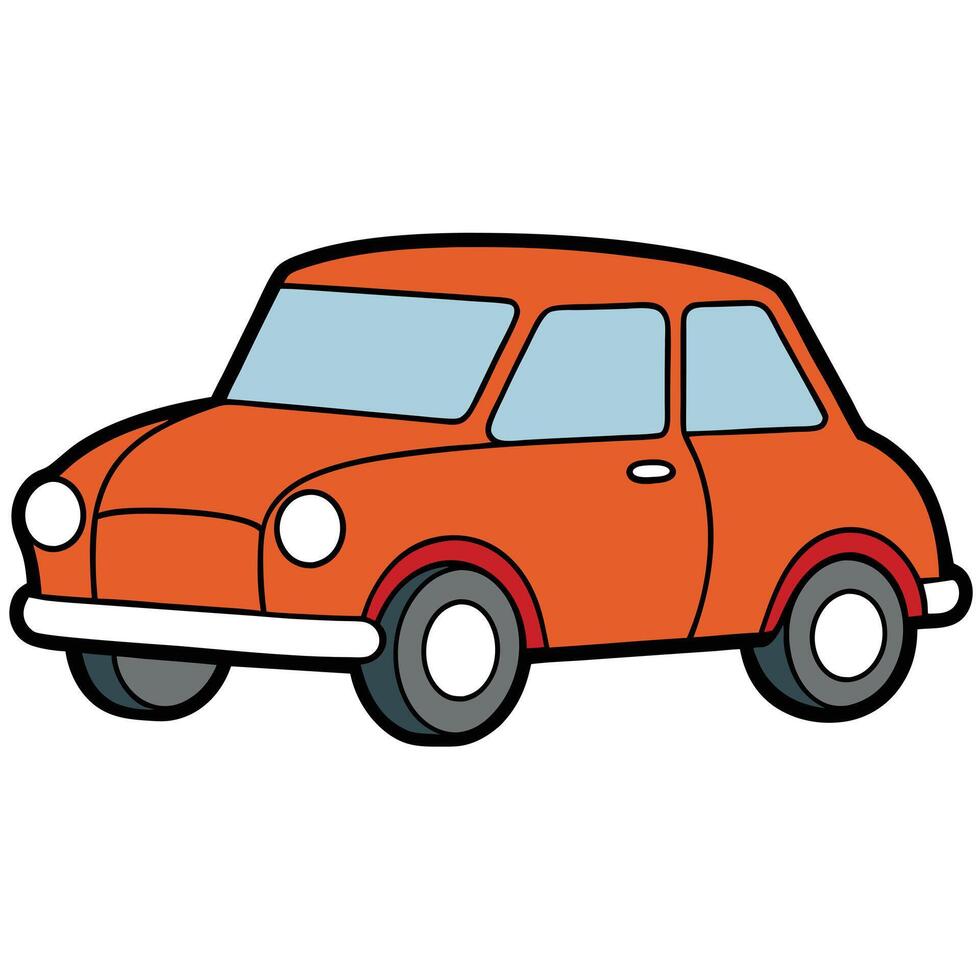 Retro Car Illustration with Solid Color Scheme and Flat Design vector