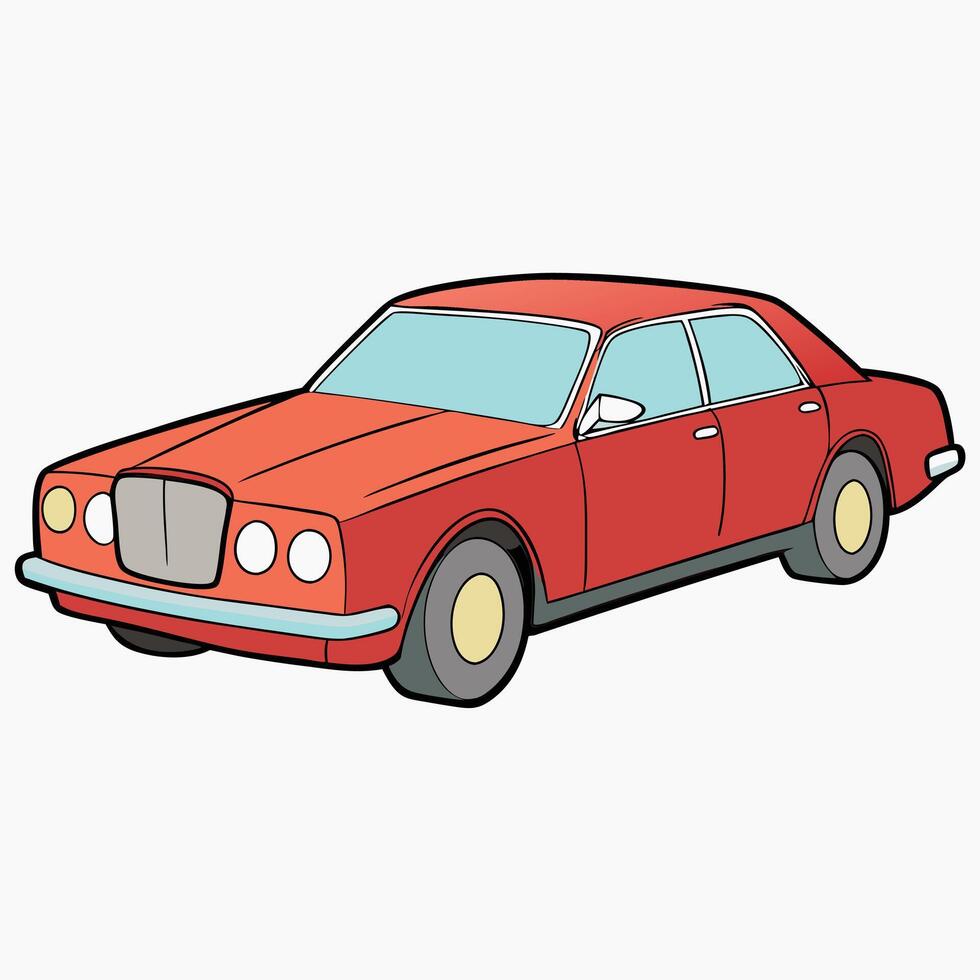 Retro Car Icon with Flat Design and Solid Colors vector