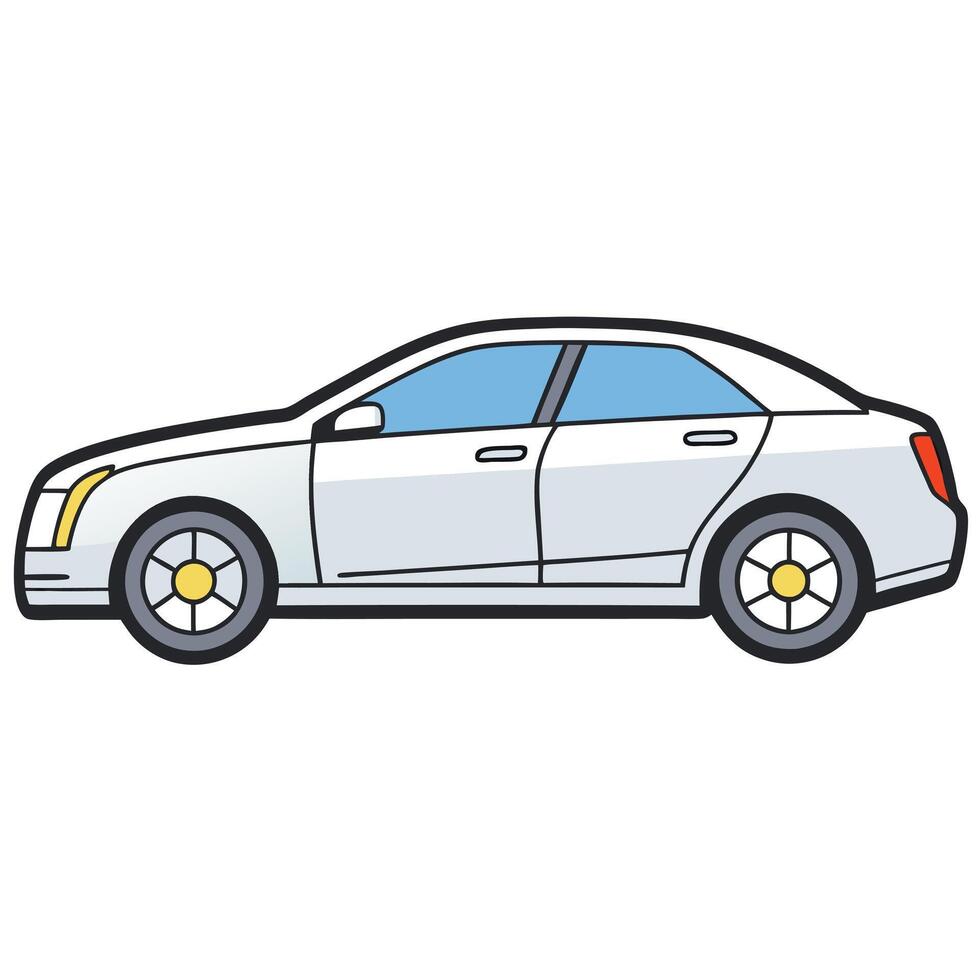 Compact City Car in Simple Design with Solid Colors vector