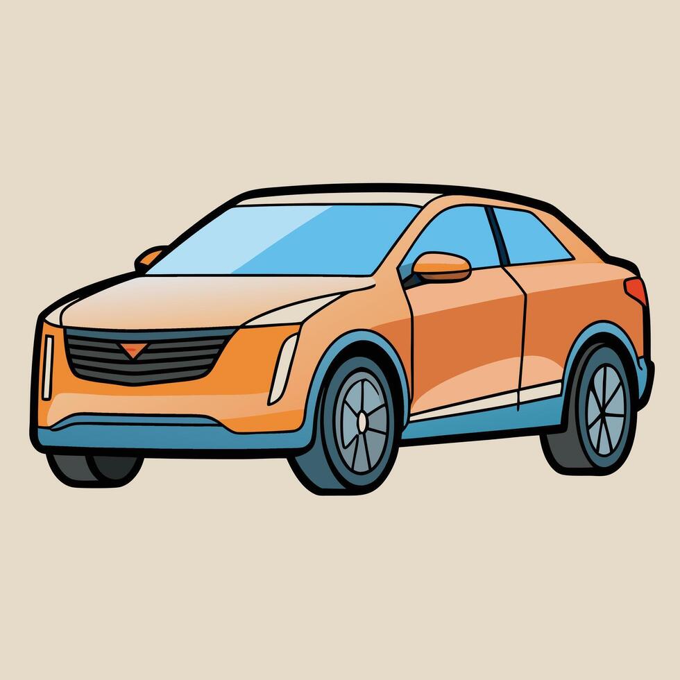 Flat Design of a Fast Car with Bright Solid Colors vector