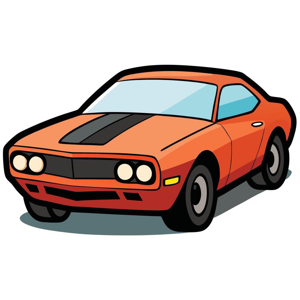 Flat Coupe Car Design in Simple Colors on White Background vector