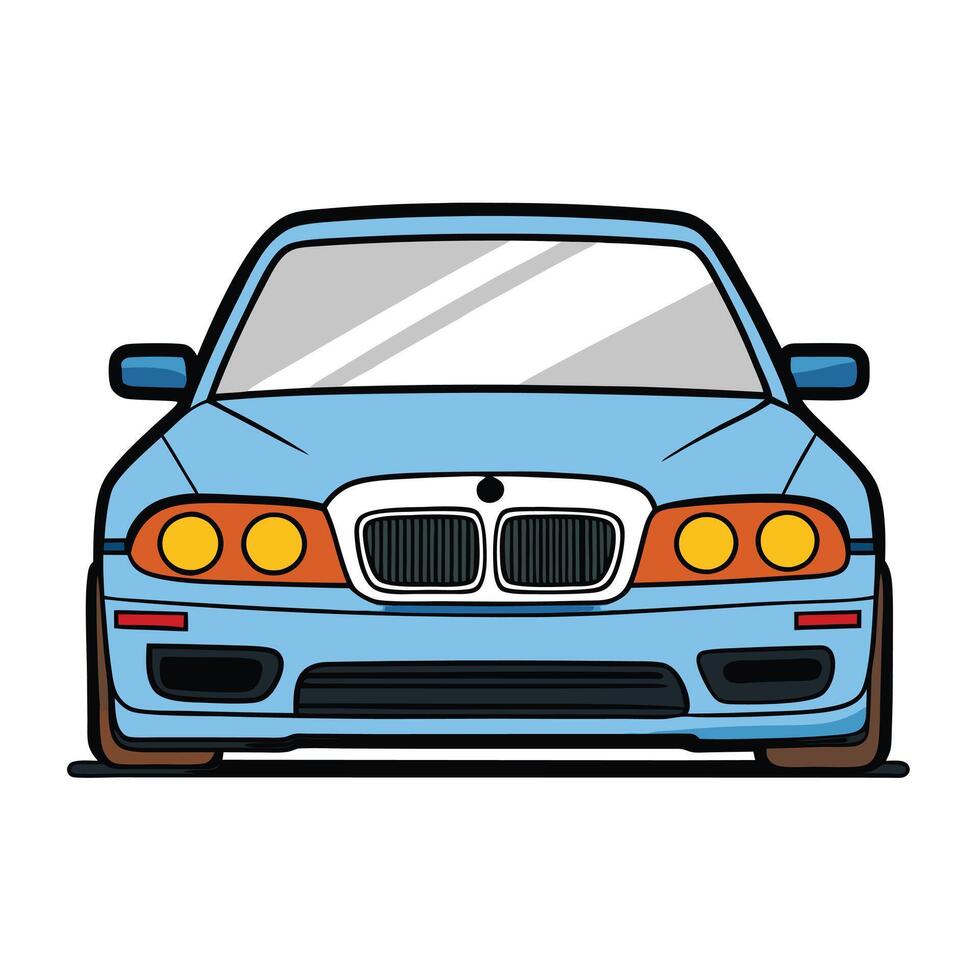 Solid Color Classic Car in Flat Style on White Background vector