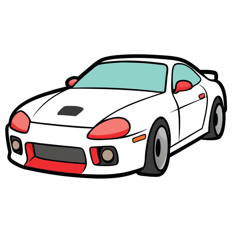 Sports Coupe Car in Solid Colors on a White Background vector