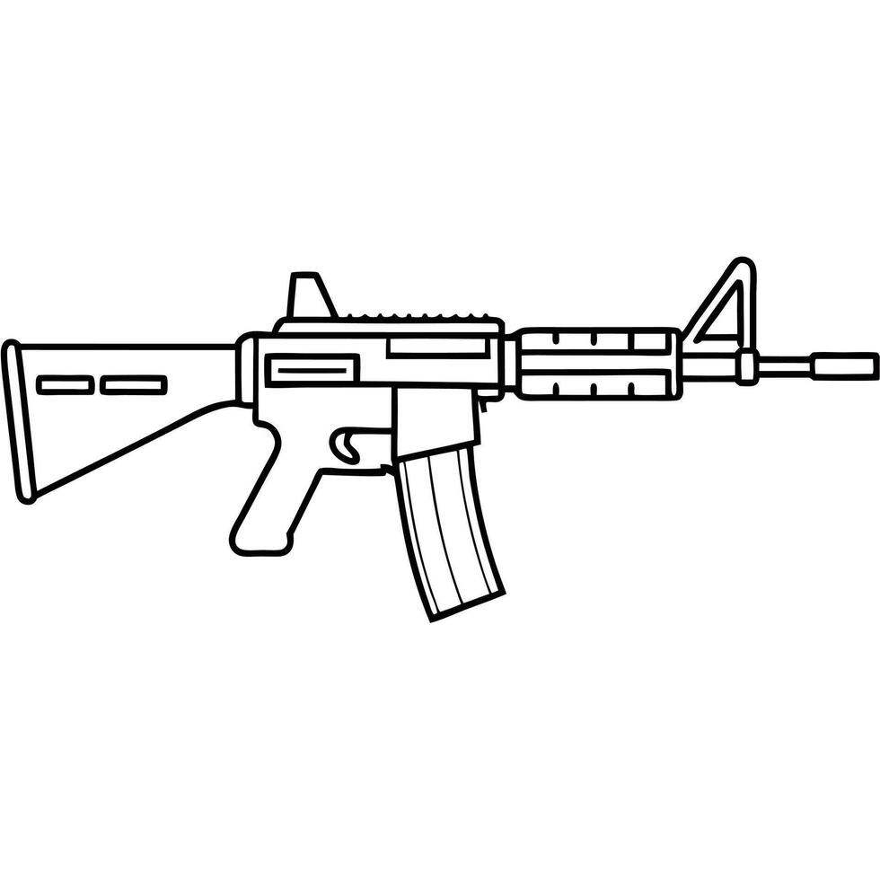 Retro Gun Illustration with Solid Color Scheme and Flat Design vector