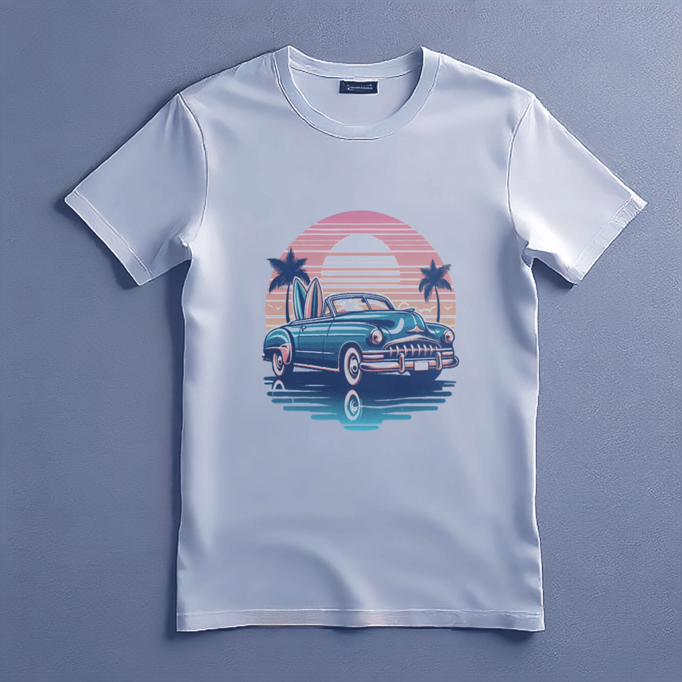 Summer Tshirt Mockup with Vintage Car psd
